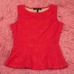 Red textured peplum top